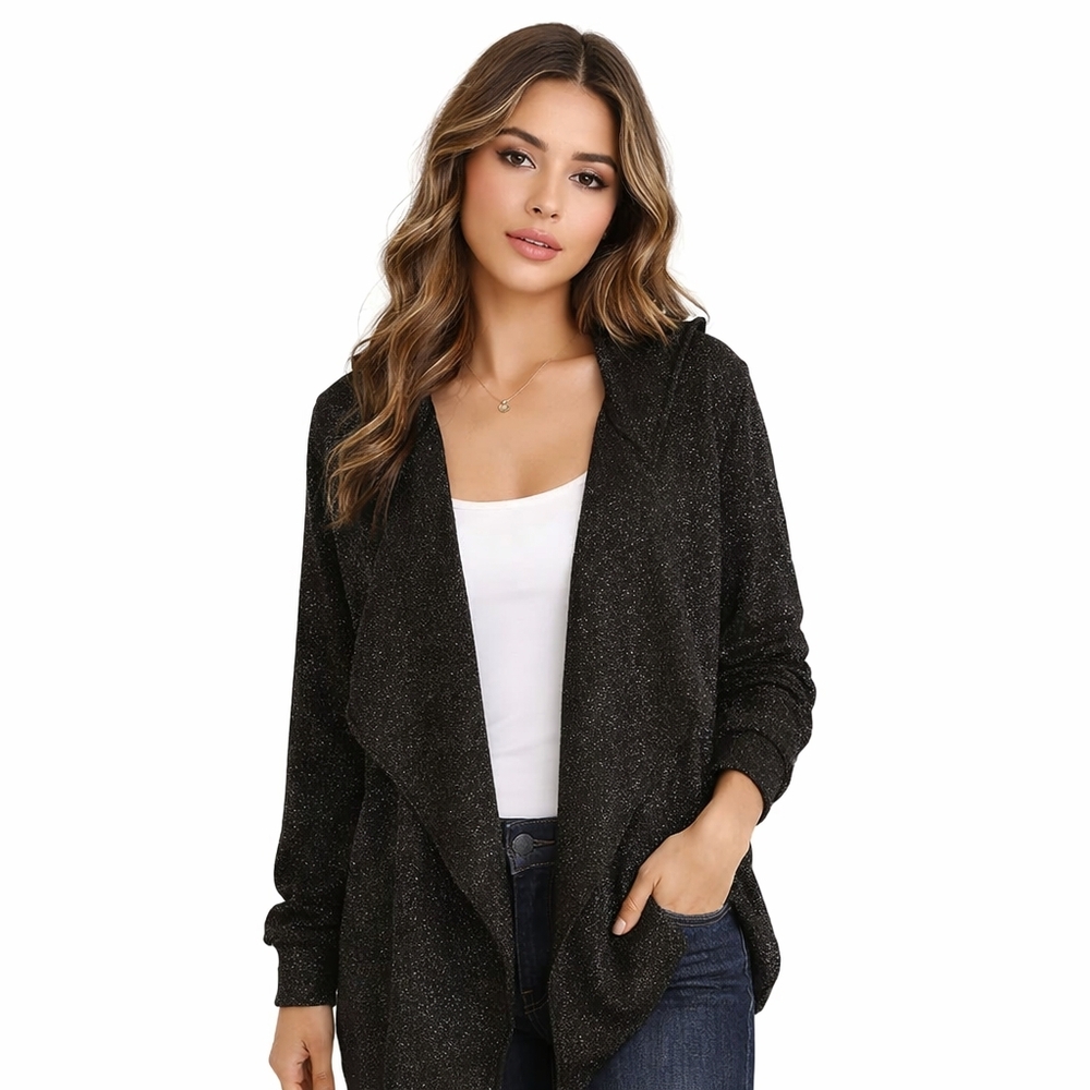 Juicy Couture Open Front Terry Shimmer Cardigan Size M
